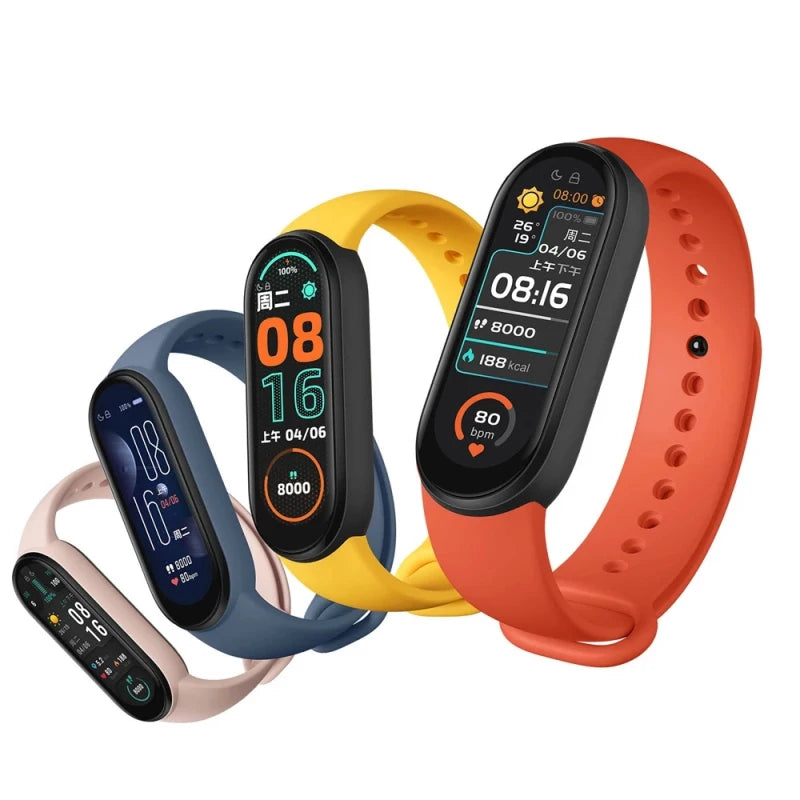 Bracelet connecté multifonction avec moniteur de fréquence cardiaque, de pression artérielle, de pas, de musique, de sommeil, M6