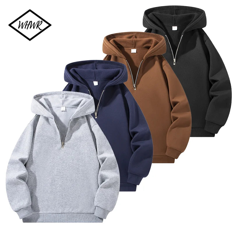 Men's Casual Sweatshirt Hoodies Long Sleeve Stand Collar Half Zipper Pullover Solid Sweatshirt Autumn Outdoor Streetwear for Men