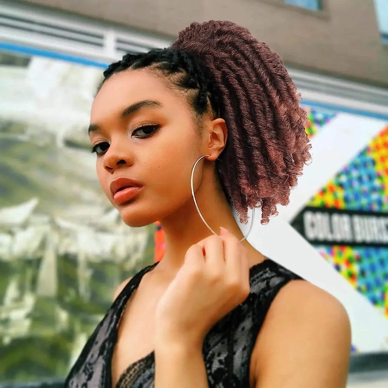 Perruque courte synthétique afro bouclée avec cordon de serrage, queue de cheval, dreadlocks, crochet, tressée, extension de cheveux à clipser pour femmes noires