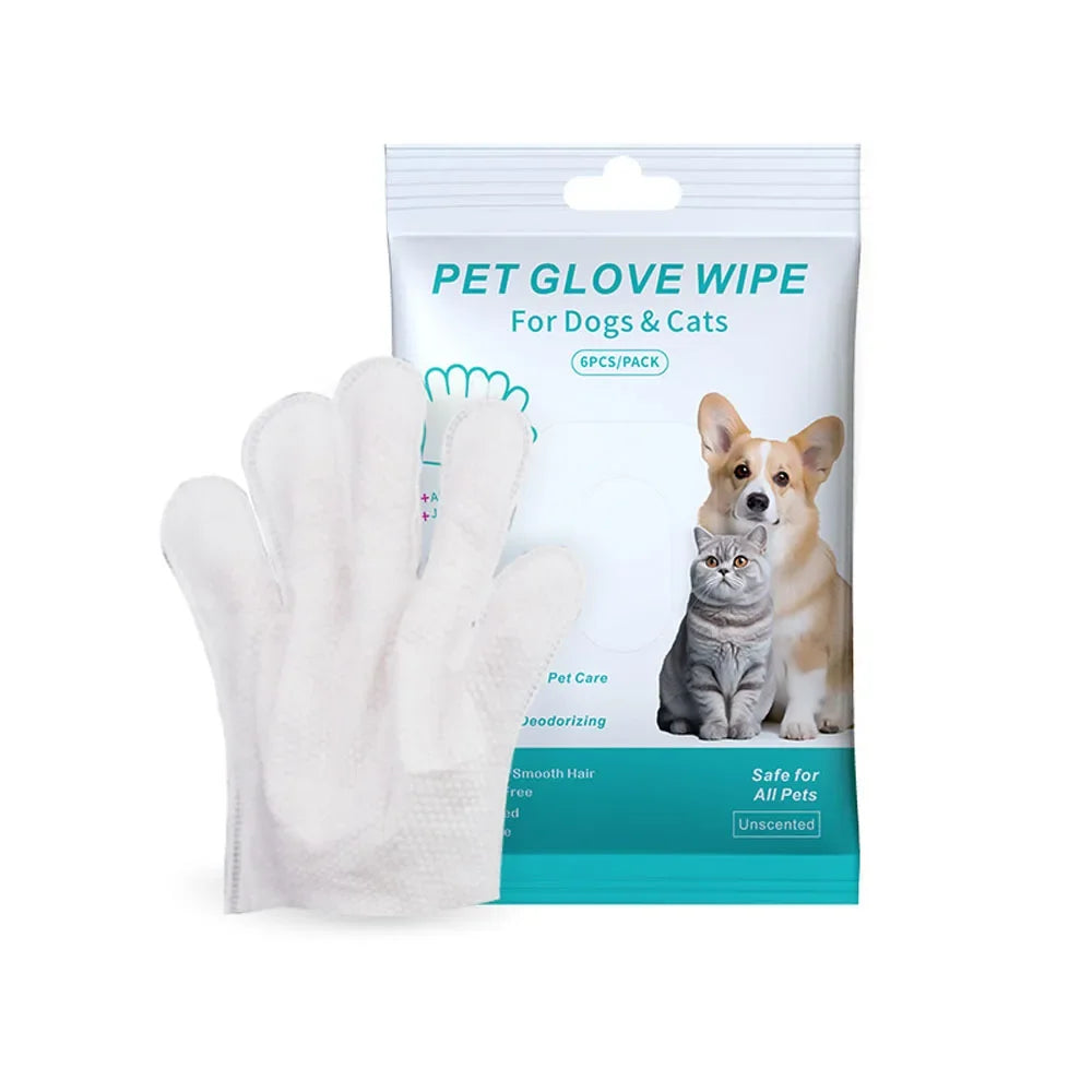 Guantes desechables para limpieza de mascotas, guantes de baño para gatos y perros, toallitas húmedas, guantes desodorizantes para el cuidado diario