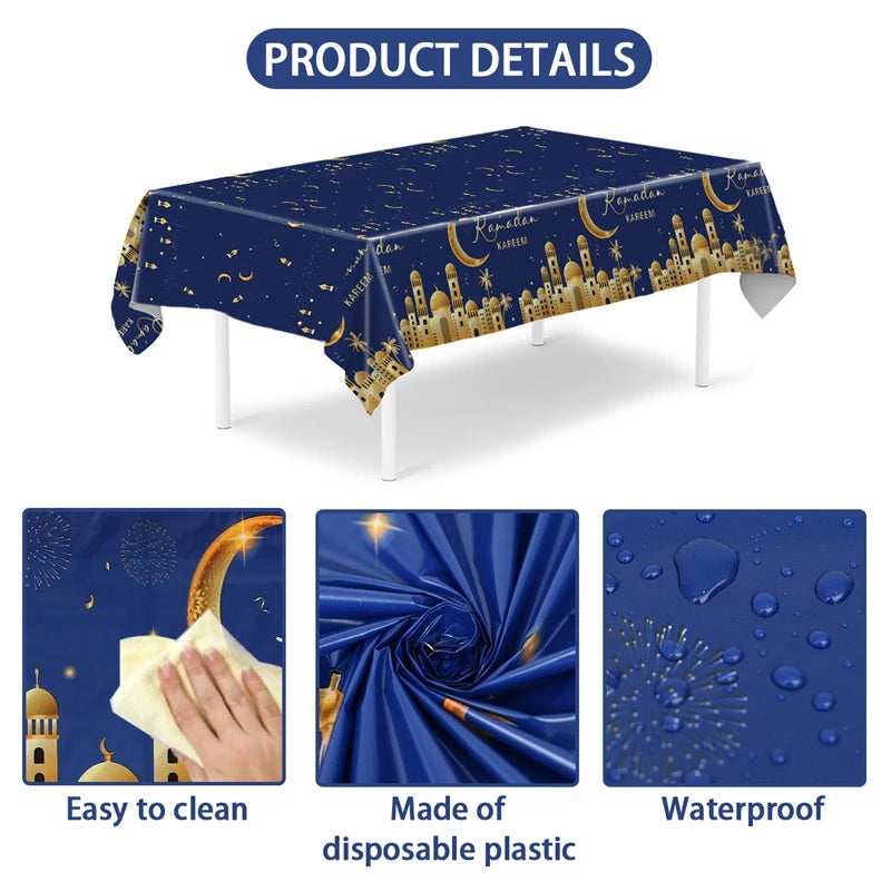 Eid Mubarak Stjernemåneduk Ramadan Kareem Dekor til Hjem 2025 Islamsk Muslimsk Fest Eid Al Adha Utstyr Slottbordduk