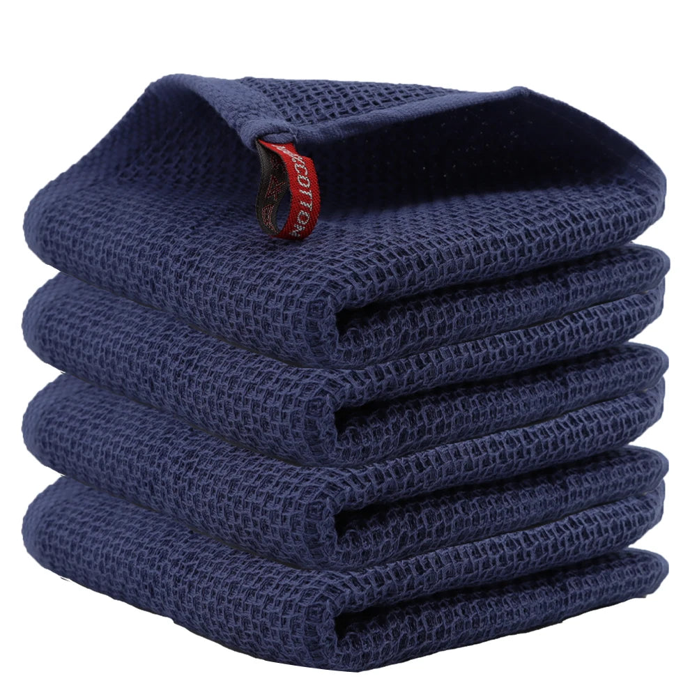 Toalla de cocina de algodón de 4 piezas Paño de limpieza mágico ultrasuave Trapos de limpieza absorbentes Paños de cocina engrosados
