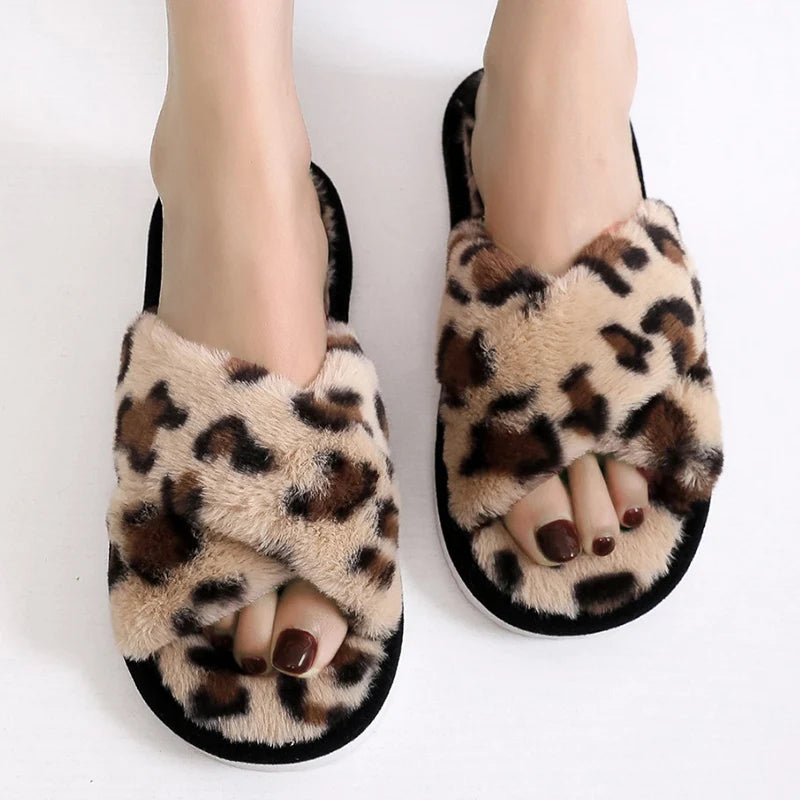 Leopard Fur Slippers