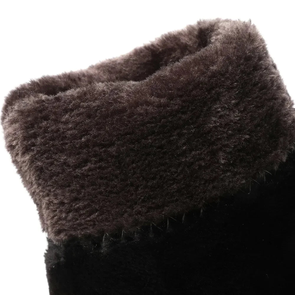 Hvite Vanntette Knehøye Snøstøvler Dame Tykk Pels Svart Dun Reise Fest Dame Snøring Kile Platå Hæler Lange Regnstøvler