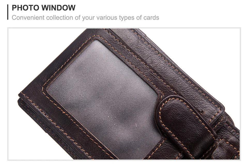 HUMERPAUL Lujosa cartera de cuero 100 % genuino para hombre, delgada, minimalista, duradera, con monedero, bolsillo para monedas, bloqueo de tarjetas de crédito.