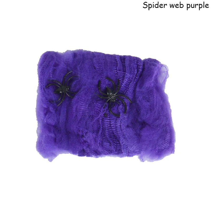 Decoraciones de Halloween Telaraña artificial Telaraña elástica Telaraña de miedo Decoración de Halloween para bar Accesorios de escena de casa embrujada