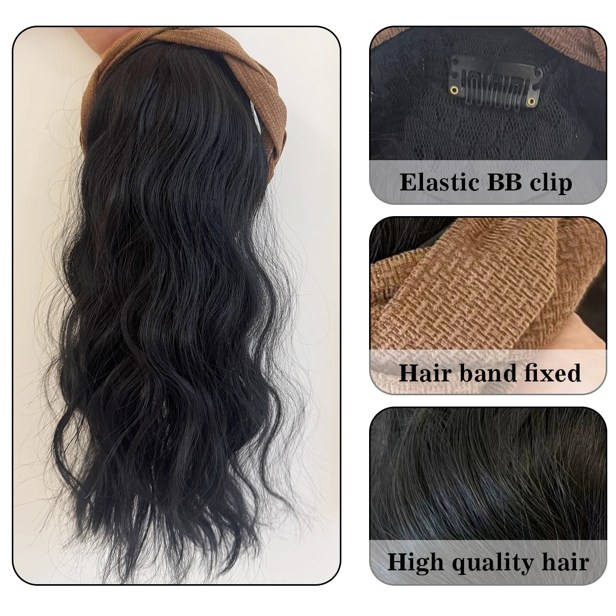 topper Bandeau synthétique cheveux bouclés tête de remplacement bloc perruque pour femmes bandeau résistant à la chaleur extension de cheveux perruque