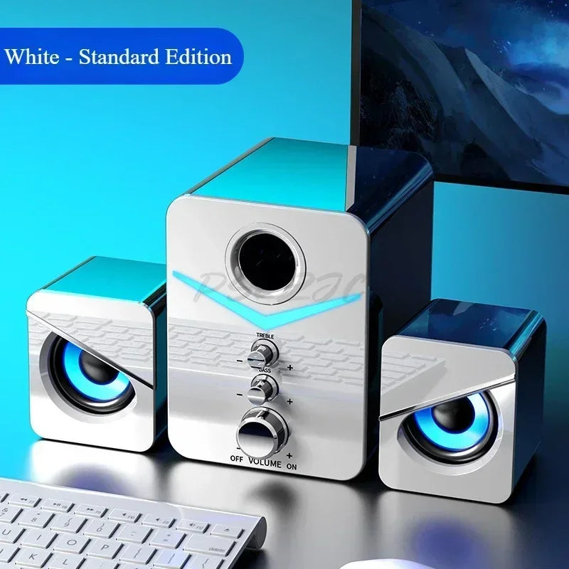 SADA Altavoz de computadora para el hogar, escritorio, laptop, altavoz pequeño universal, subwoofer con cable para escritorio