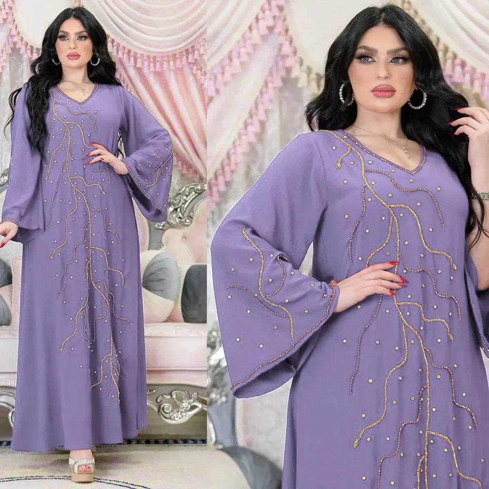 Caftan Eid Elegant Muslim Women Dress Ramadan Party Dubai Abaya Turkey Islam Long Evening Dresses Musulmane Elegant Vestidos