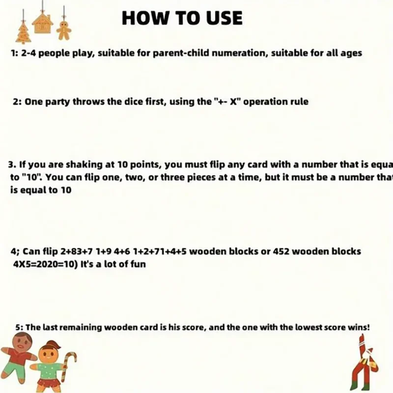 Jeu de société classique en bois à 4 faces avec 2 dés et instructions de fermeture, version classique sur table et jeu de société de pub