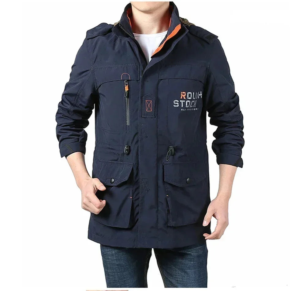 Ropa Hombre primavera otoño Chaquetas Casual Abrigos Senderismo Cortavientos Chaquetas con Capucha Moda Militar Cargo Bomber Chaquetas de Hombre