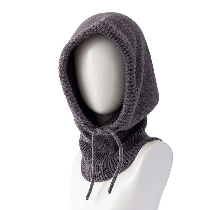 Cagoule d'hiver à capuche pour femme, coupe-vent, en tricot, idéal pour les voyages en plein air