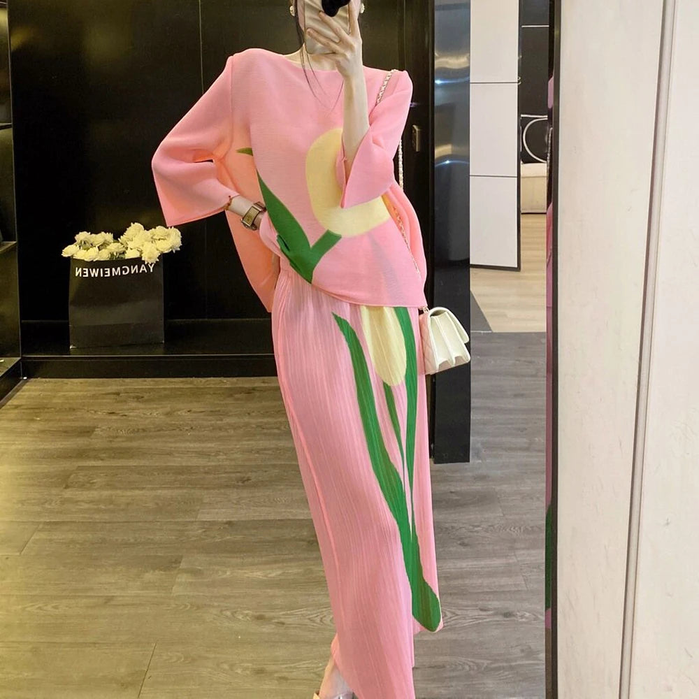 Conjunto plisado de top nuevo estilo adelgazante conjunto de dos piezas de falda de alta gama conjuntos de dos piezas para mujer atuendos faldas