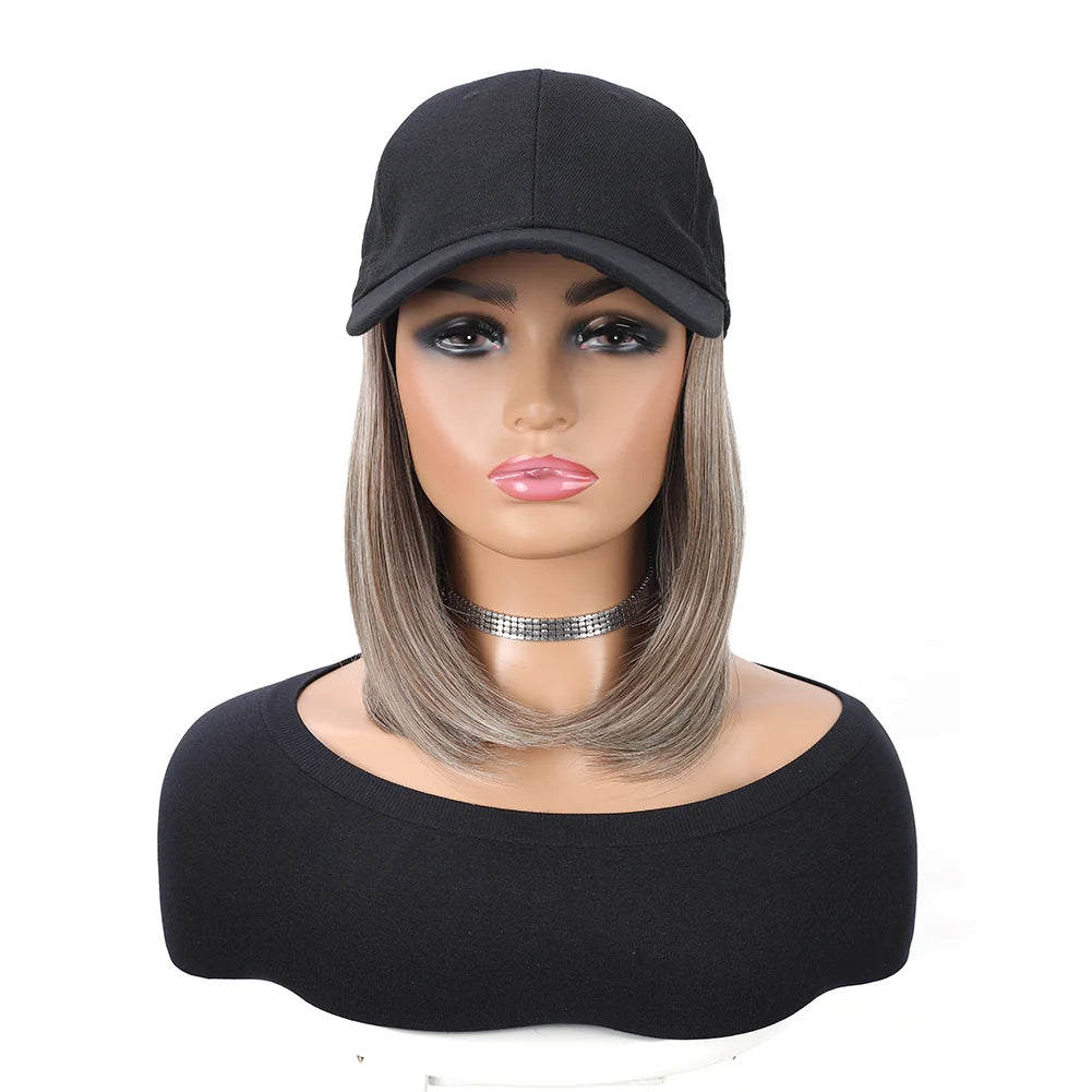 Fashion Hat Hair Extensions Ladies Wigs Hats Connected Head Cover Synthetic Peaked Cap Wig For Women
