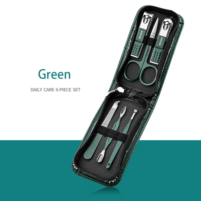 Kit profesional de 7/10/12/18 piezas para el cuidado de uñas, set de manicura y pedicura de acero inoxidable, set de cortauñas con estuche de viaje