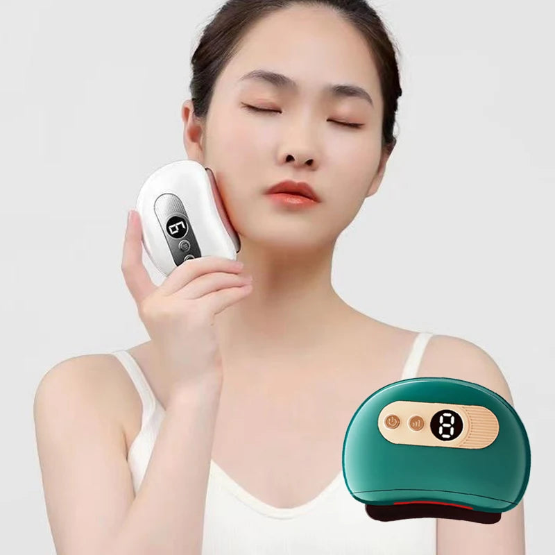 Masajeador eléctrico USB Guasha, piedra caliente, calentamiento por vibración, tabla de raspado, masaje de cuello y espalda, herramientas faciales Gua Sha para lifting facial