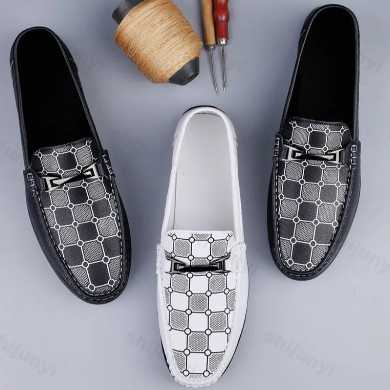 Mocassins rétro pour hommes en cuir PU