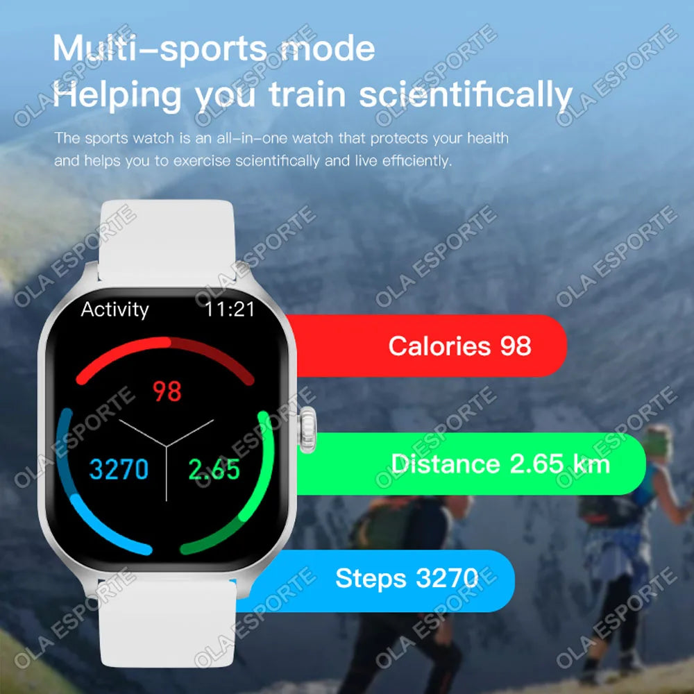 Smartwatch para Android IOS Relojes Pantalla HD de 2.01 pulgadas Llamada Bluetooth Alerta de Mensajes Música Modo Deportivo Smartwatch para Hombres Mujeres Regalo