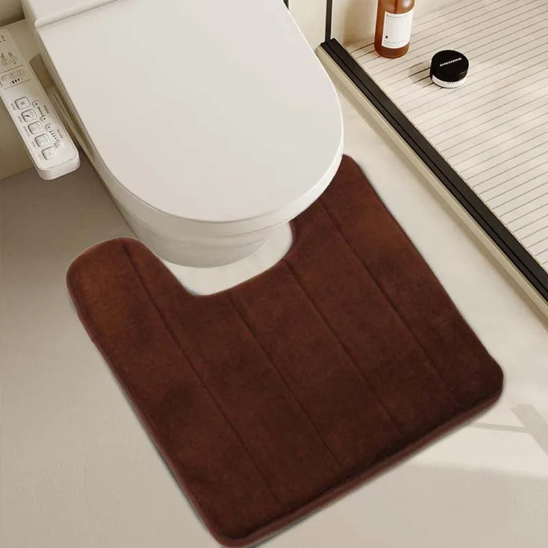Bathroom Mats Toilet Mat Anti-skid Toilet Bath Mat Comfortable U-shaped Maximum Absorbent Bath Rugs Machine Wash Easier To Dry