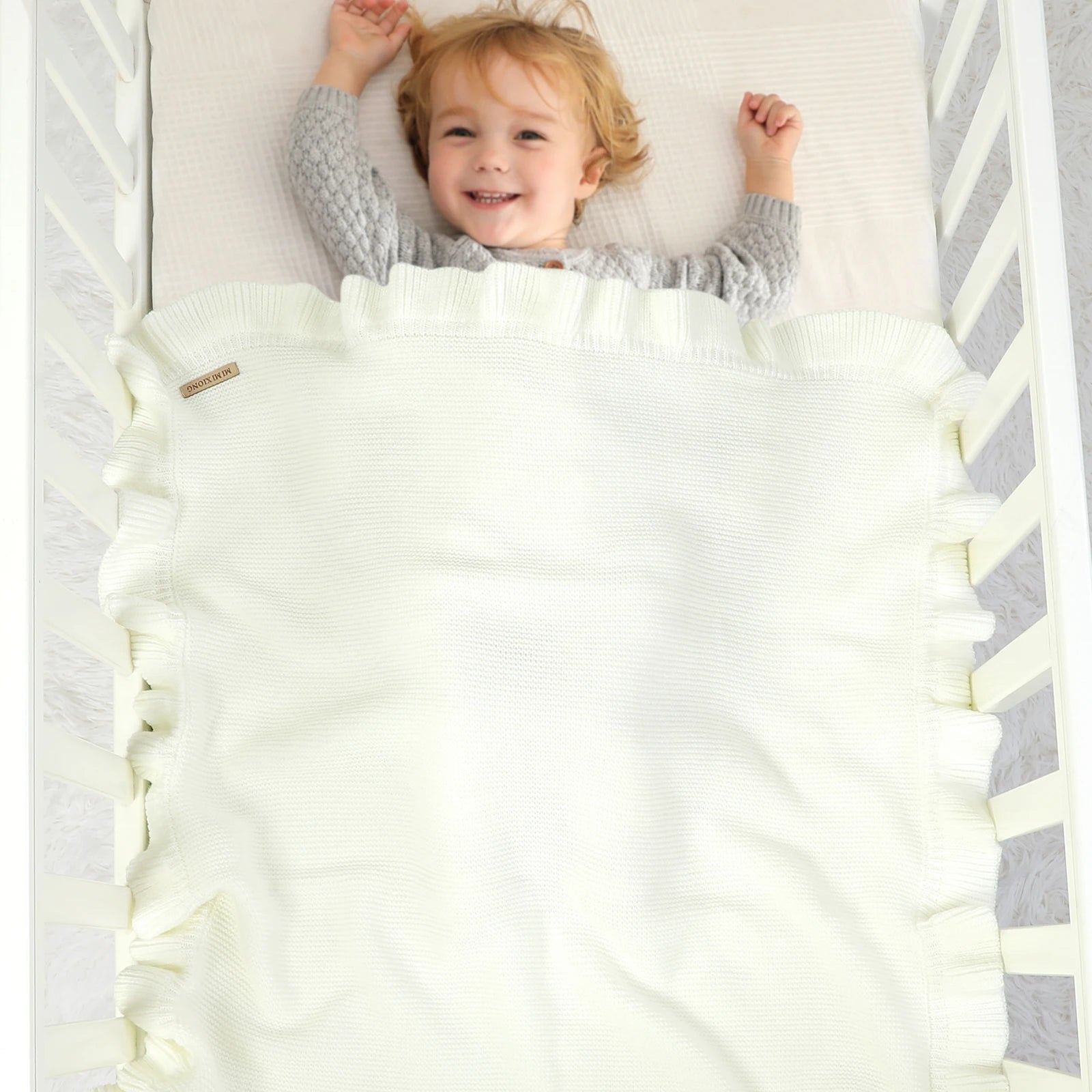 Knitted Baby Blankets Newborn Swaddle Wrap Ruffle Blankets Toddler Infant Bedding Quilt New Born Basket Stroller Blankets