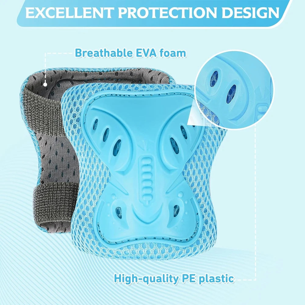 Juego de equipo de protección 6 en 1 para niños, rodilleras para niños de 3 a 10 años, rodilleras y coderas para niños pequeños con protectores de muñeca para patinar y andar en bicicleta