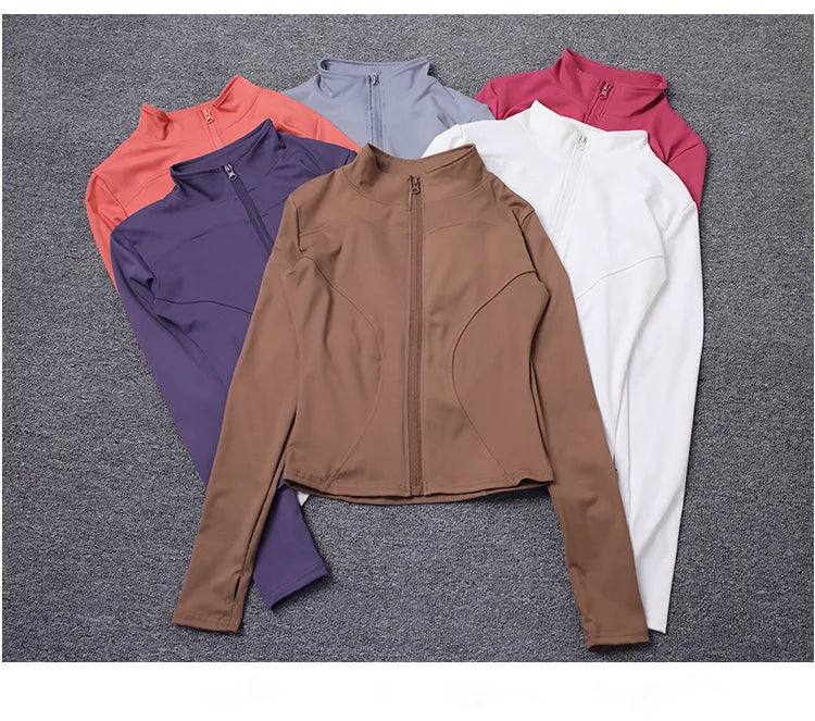 Chaqueta deportiva para mujer, camisa de manga larga, abrigo para hacer ejercicio, ropa de gimnasio, ropa deportiva para yoga