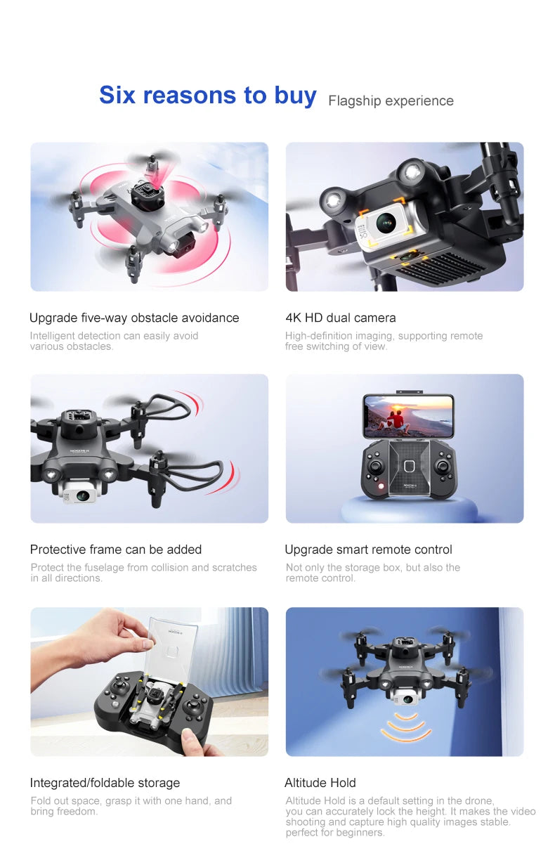 Mini drone 4DRC V30 4K HD double caméra WIFI FPV, drone professionnel à cinq côtés pour éviter les obstacles, hélicoptère RC, jouet cadeau