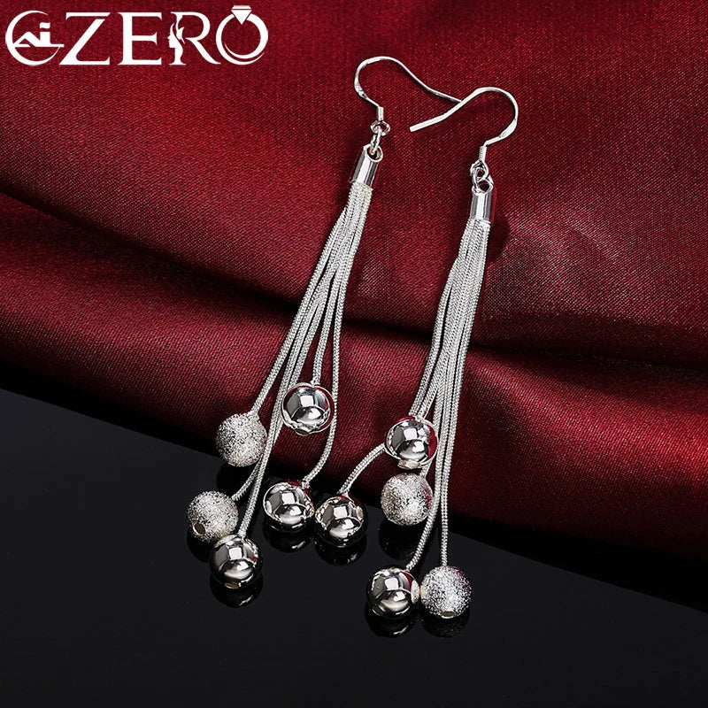 Conjunto de joyas de plata de ley 925 de diseñador fino al por mayor, borlas, cuentas, pulseras, collares, pendientes, regalo de boda y fiesta de moda