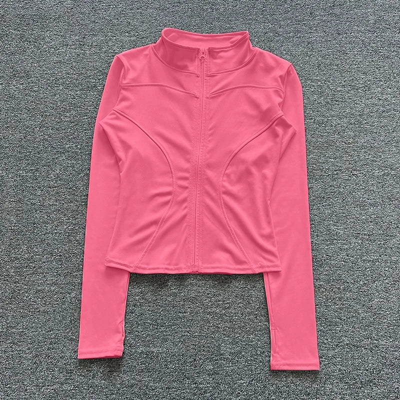 Chaqueta deportiva para mujer, camisa de manga larga, abrigo para hacer ejercicio, ropa de gimnasio, ropa deportiva para yoga