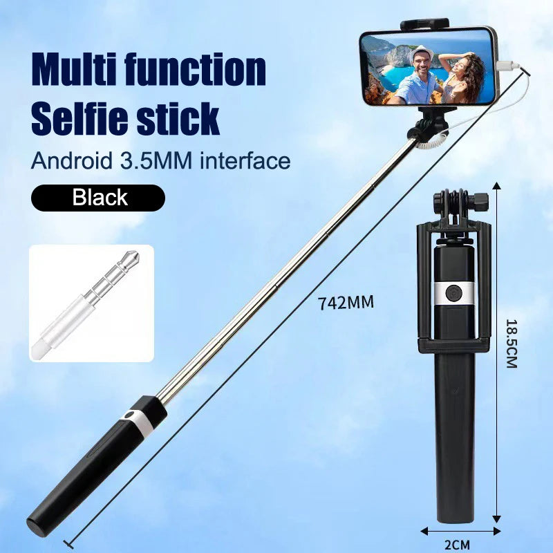 New Wire Controlled Selfie Stick Suitable 3.5MM Type-C Plug Mini Portable Selfie Stick