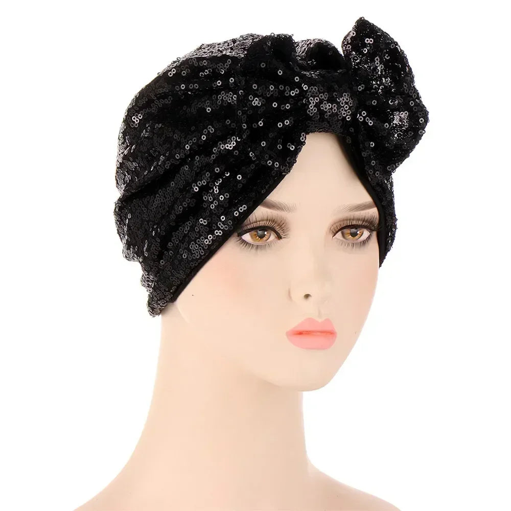 Sombrero turbante indio nuevo con nudo y lazo para mujer, hijab musulmán, pañuelo africano para la cabeza, gorro, gorro para pérdida de cabello, gorro de quimioterapia, pañuelos para la cabeza