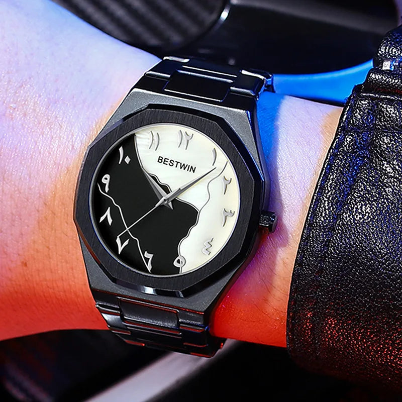 Fashion Watches Men's Watch reloj hombre BESTWIN Creative Dial Gold Shell Face Business watches for men relogios masculino