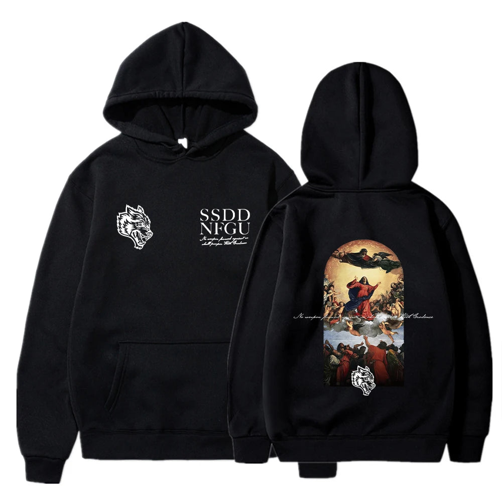 Sudadera con capucha para hombre, a la moda, cálida, con estampado gráfico, estilo Hip Hop, informal, tipo jersey, ropa de calle, para primavera y otoño, nueva