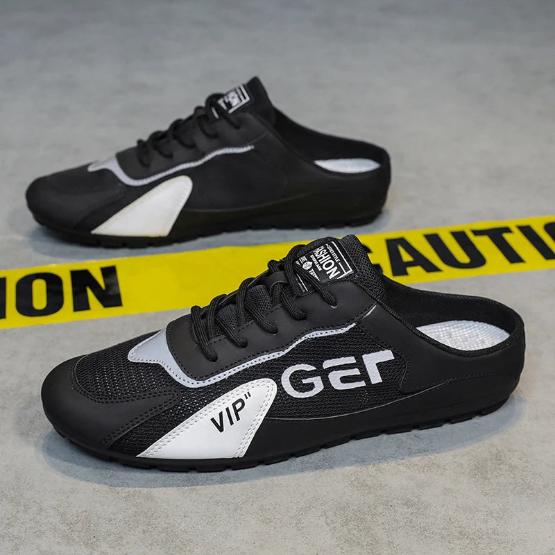 Nueva Tendencia de Pantuflas para Hombre Zapatos Baotou para Hombre Verano Transpirable Zapatos Casuales Planos Vulcanizados Zapatillas Deportivas Masculinas Zapatos Semi Abiertos