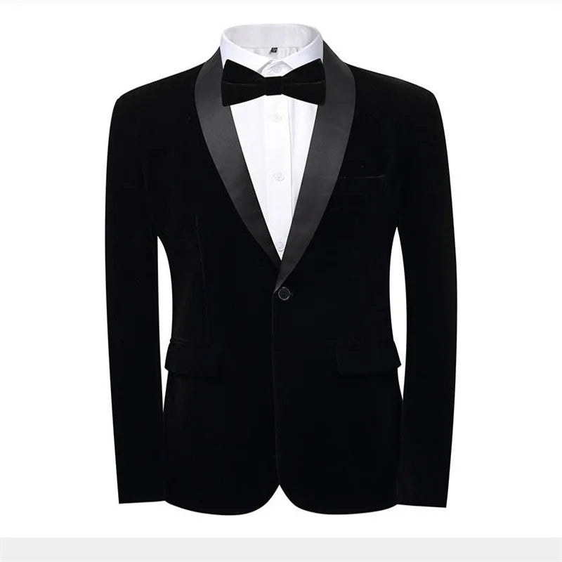Traje de terciopelo dorado de lujo para hombre de alta calidad, chaqueta ajustada de un botón, azul/rojo/verde, nuevo Blazer de vestir para boda/fiesta de graduación para hombre