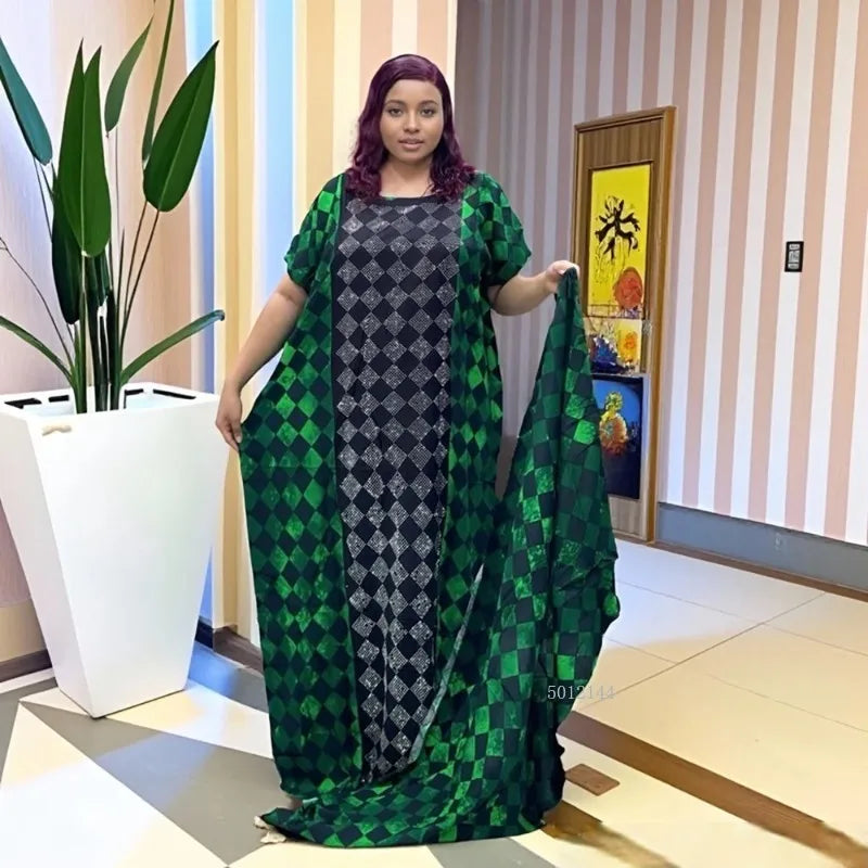 Nuevo Vestido de Algodón Suelto Casual de Verano Transpirable con Estampado Africano de Oriente Medio para Mujer