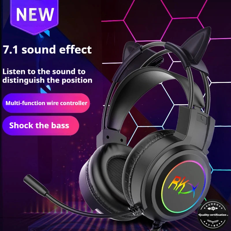 Gaming headset headset computer wired headset with microphone gaming game play listening to the sound of the USB interface