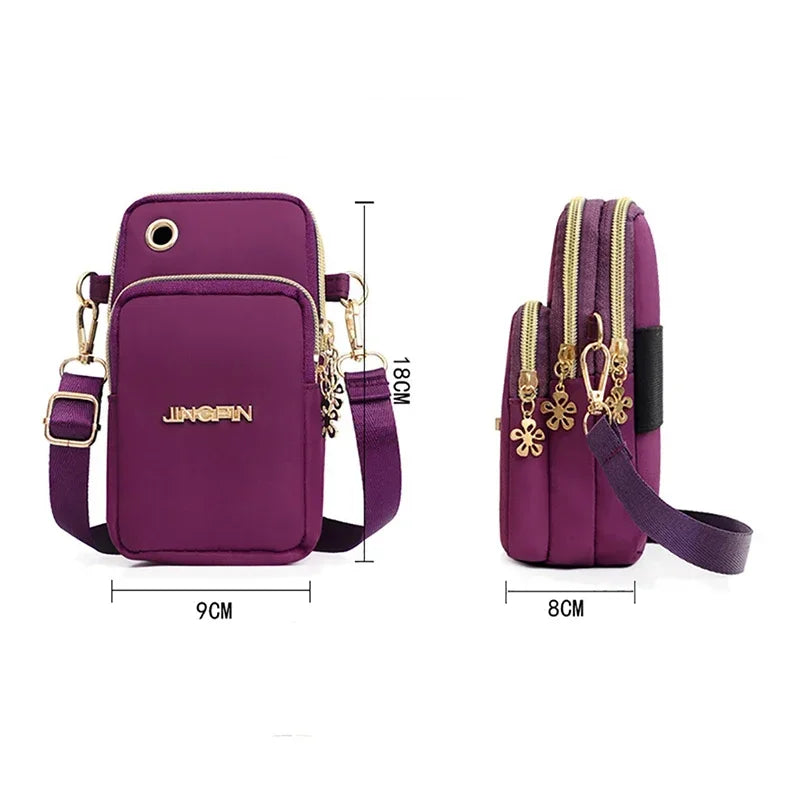Bolso para teléfono móvil para mujer, bandolera, minibolsos de moda, monedero para mamá, para colgar en el cuello, funda para correr, bolso de hombro, cartera de 3 capas