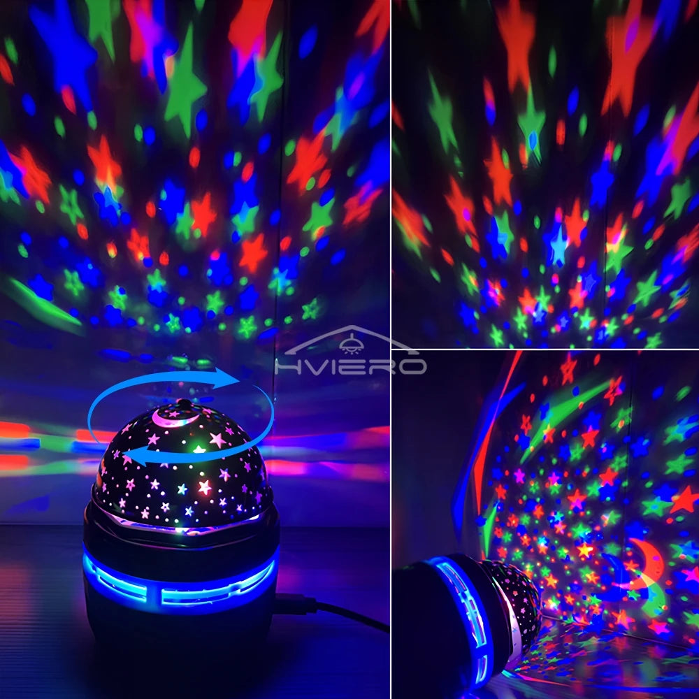 Proyector de luz nocturna Galaxy Lámparas de mesa USB Sala de juegos Cine en casa Techo Decoración de boda Halloween Gira automáticamente