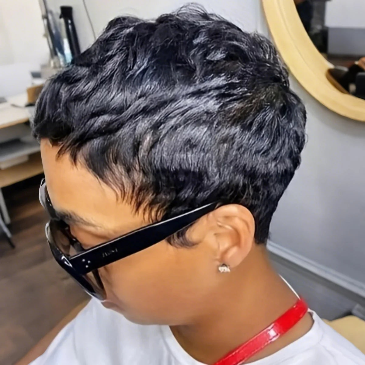 Short Pixie Cut Wig Human Hair For Women With Bangs Brazilian Virgin Hair Machine Made Wig