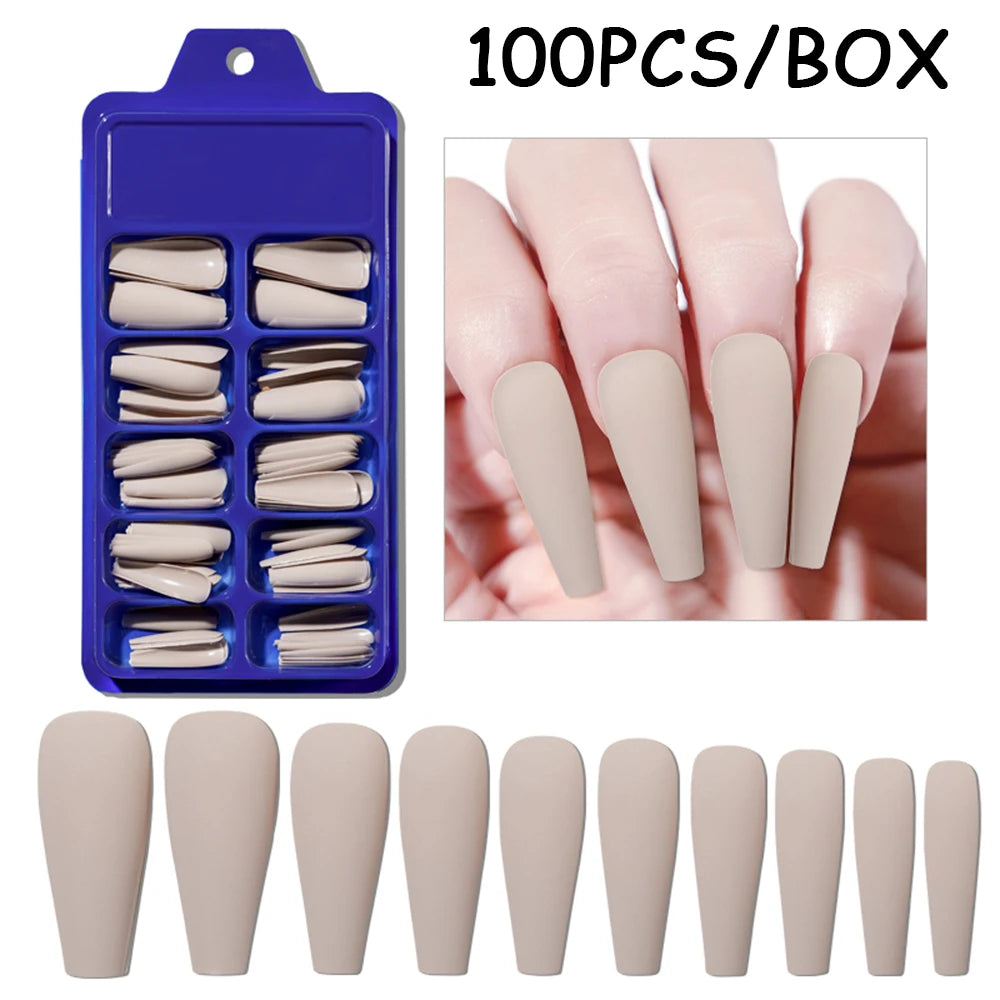 150/100/24Pcs Pink Matte French Press On Nail Tips Soft Full Cover Fake Nails Oval Almond False Nails Natural Extension Manicure