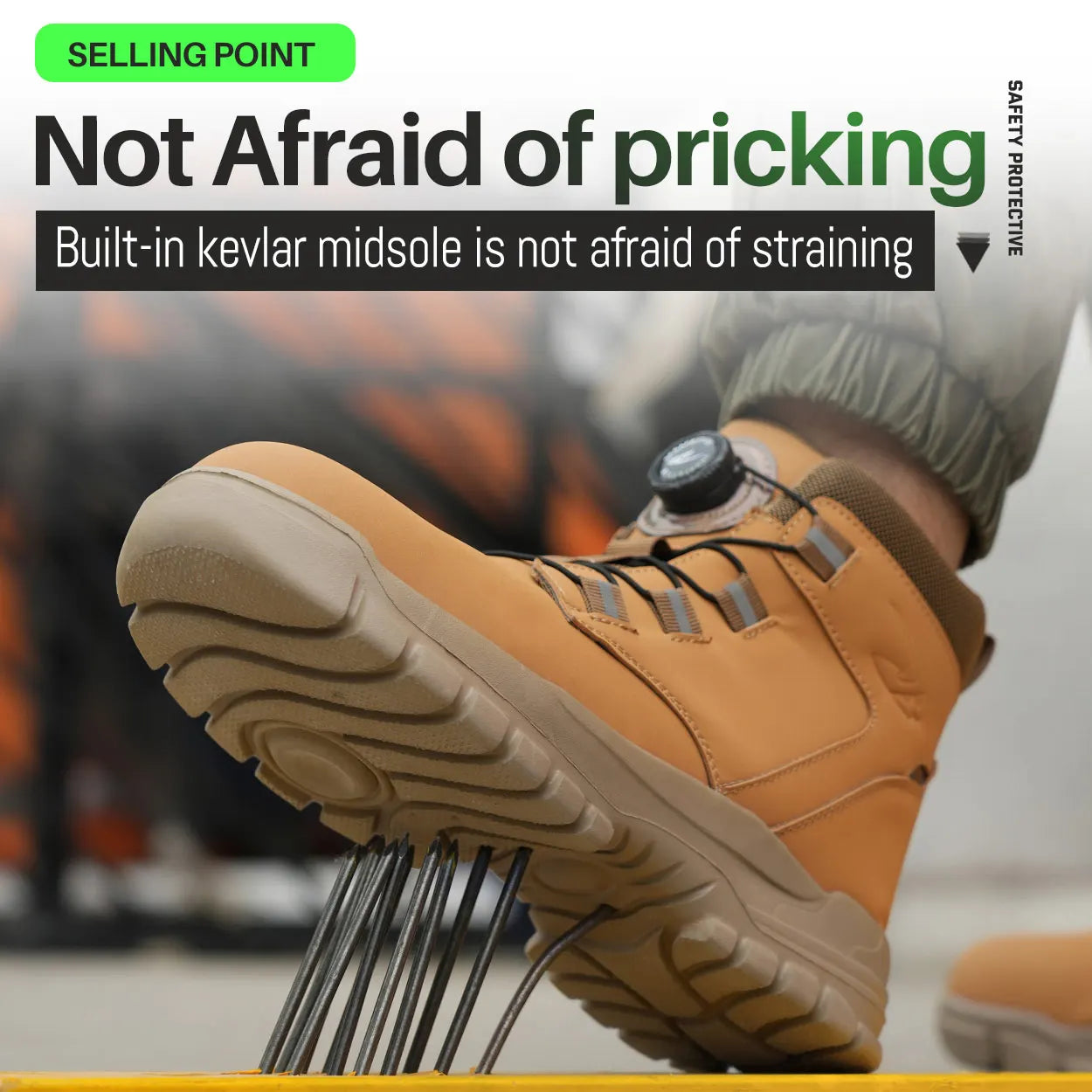 Zapatos de trabajo con botón giratorio para hombre, botas protectoras antipinchazos, zapatillas, zapatos de seguridad impermeables, antideslizantes con puntera de acero