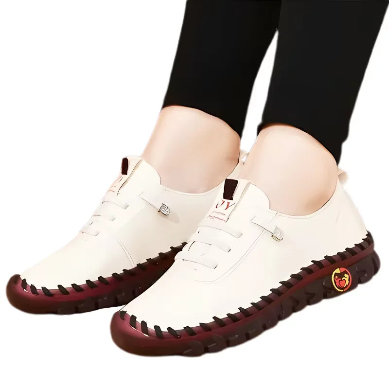Sneakers Damesko Loafers Snøring Skinn Flate Ny Vår Uformell Komfortabel Mammasko Mujer Zapatos Chaussure Femme