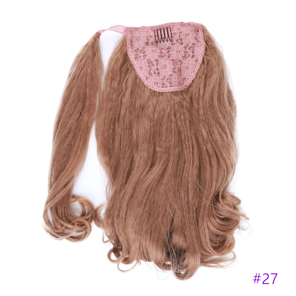 Extensions de queue de cheval synthétiques bouclées, queues de cheval enveloppantes pour femmes, postiches afro élastiques de 16 pouces pour chignons hauts.