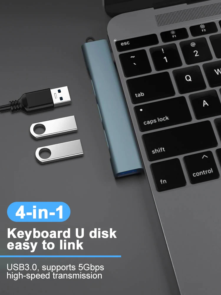 Concentradores de alta velocidad de 4 puertos Divisor USB 3.0 de 4 puertos de alta velocidad MultiHUB Expansión para adaptador de portátil o PC de escritorio