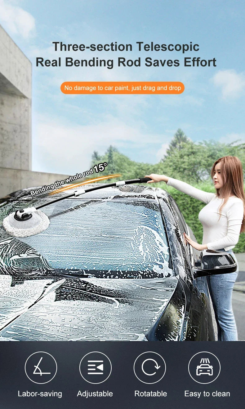 Cepillo de lavado de coches Cepillo de limpieza de coches Mopa de mango largo telescópica Cepillo de chenilla de pelo suave Escoba de chenilla de pelo suave Accesorios universales para lavado de ventanas de coches