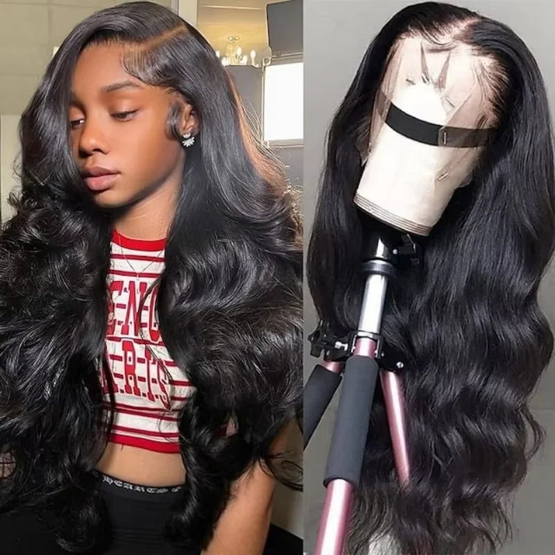 250 Density Body Wave Human Hair Wigs 13X6 Hd Lace Frontal Wig Natural Black PrePlucked 30 40 Inch Brazilian Hair 100% For Women