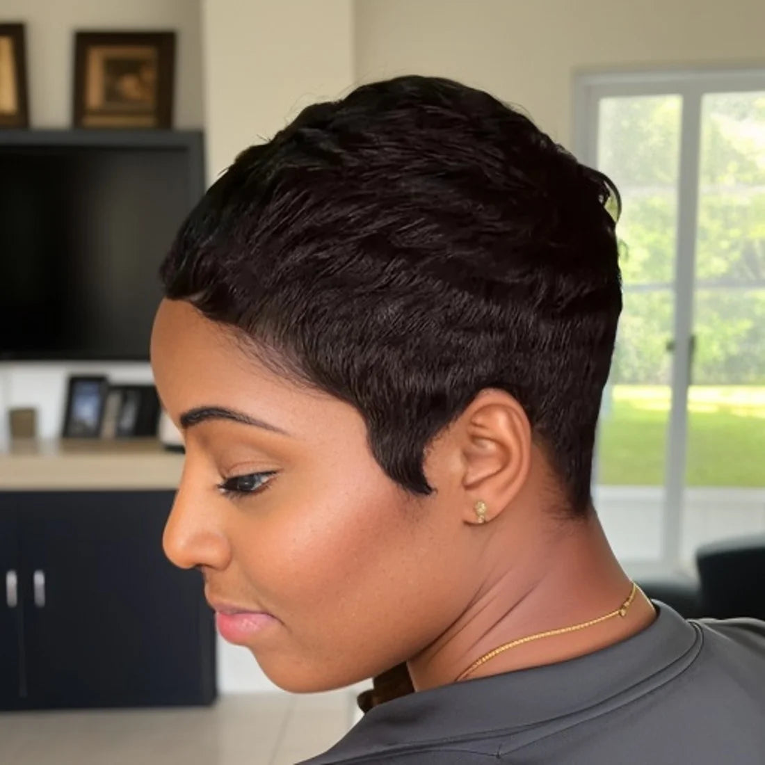Short Pixie Wig with Bangs