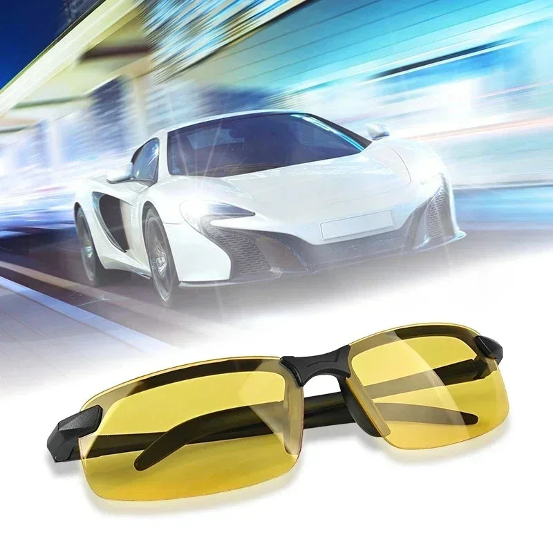 Lunettes de vision nocturne pour hommes, verres jaunes, monture PC, lunettes d'extérieur, pour la conduite nocturne, antireflets