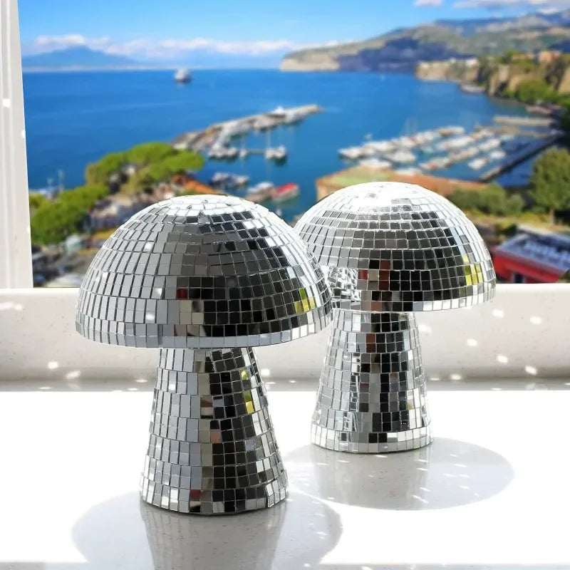 Mushroom Disco Ball Mirror Reflective Home Decoration Crafts Mushroom Ornaments Technology Bar Atmosphere Decoration Miniatures